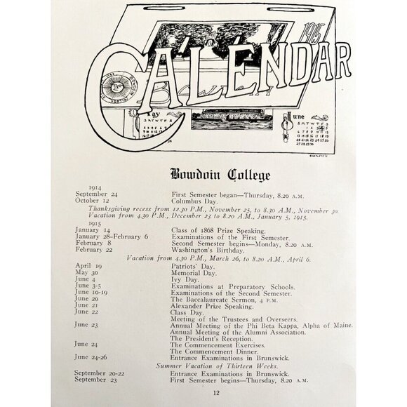 Bowdoin Bugle 1916 Maine Yearbook Volume 70 Lewiston Antique HC #2 HBS - Picture 5 of 10